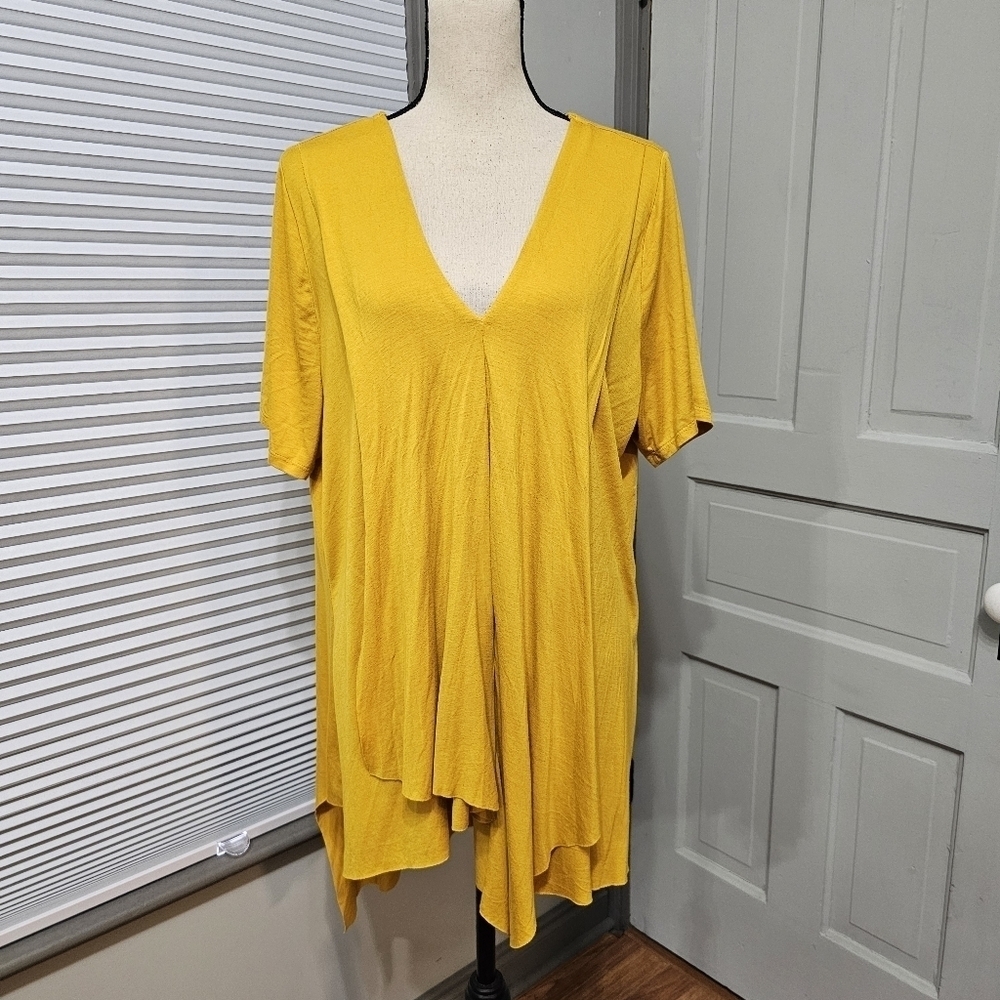 Ashley Stewart Draped Asymmetrical Short Sleeve Tunic